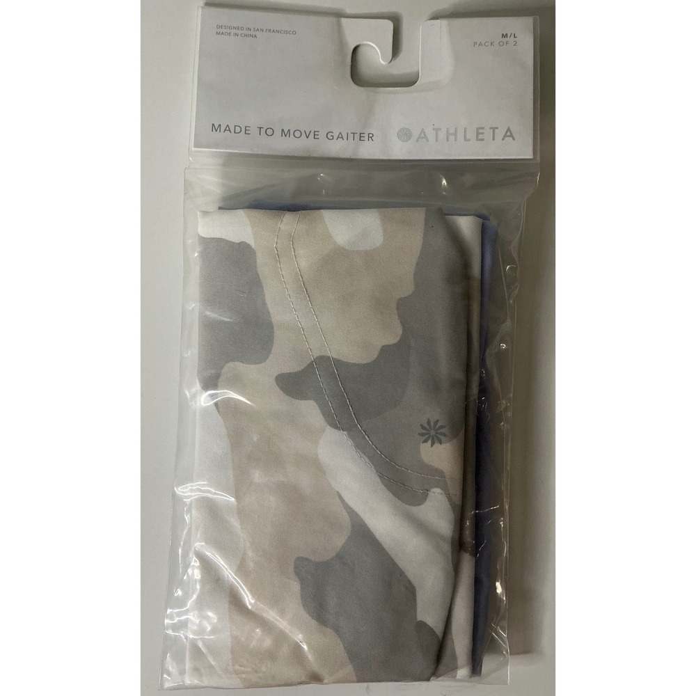 Athleta Made to Move Gaiter‎ Face Covering 2 Pack M/L Camo Lavender Outdoor Gym